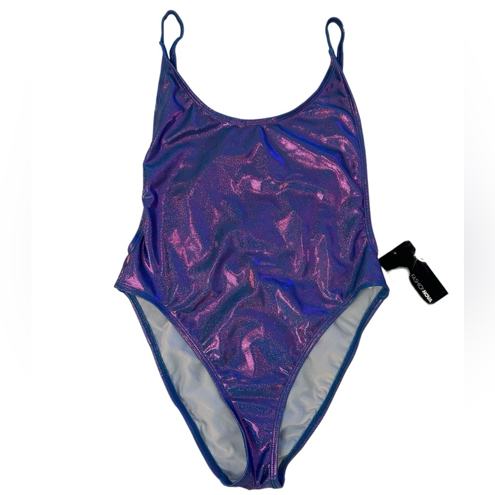 Fashion Nova One-Piece Metallic Swimsuit Size Large